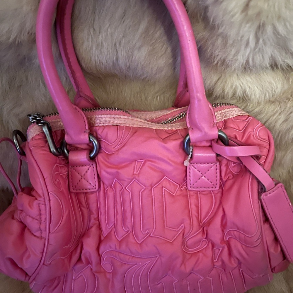 Juicy Couture Pink Puffer Bag with Silver Accents